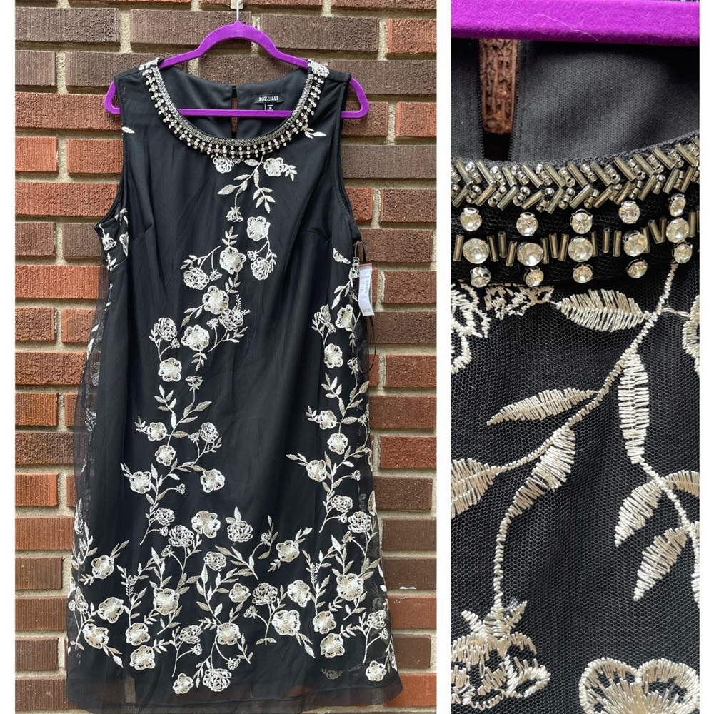 NWT Roz & Ali dress size 18 dressy special occasion black embellished dress